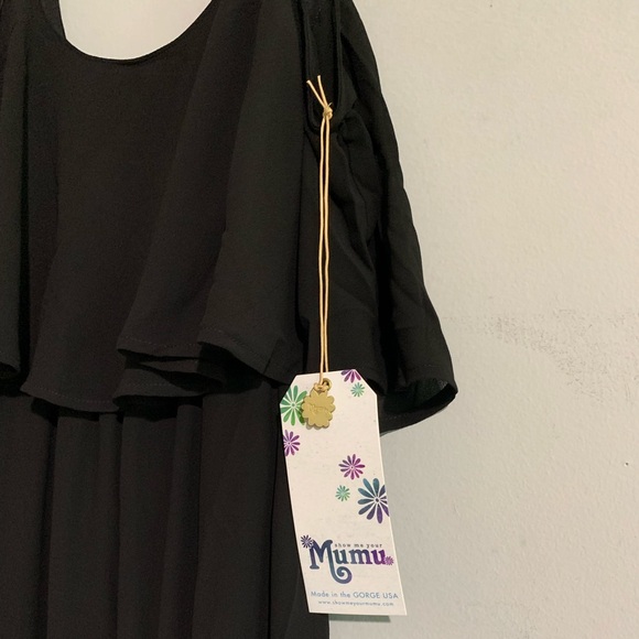 Show Me Your Mumu Caitlin Ruffle Maxi Dress in Black Chiffon Size: XXS NWT - Picture 7 of 8